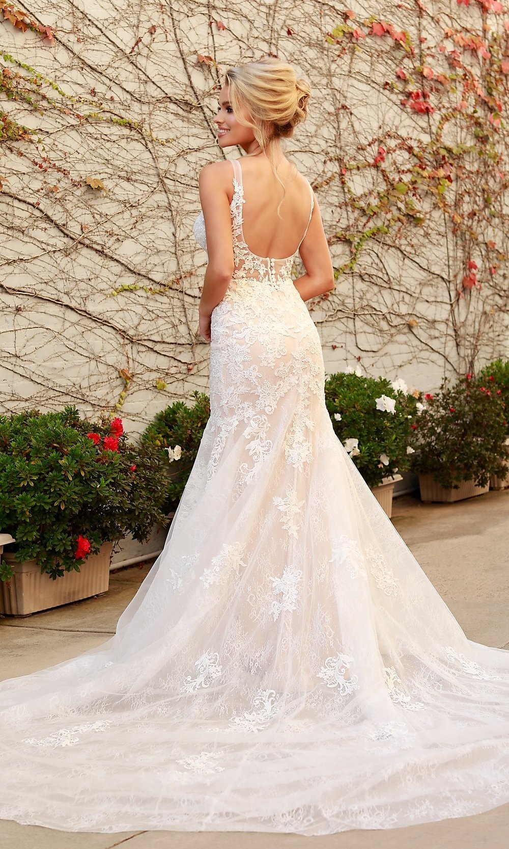 Narianna-Illusion-Lace White Mermaid Long Formal Dress